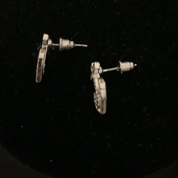 Vintage Anchor Silver Tone & faux Diamond Posts Nautical Costal Boating Earrings - Picture 2 of 4